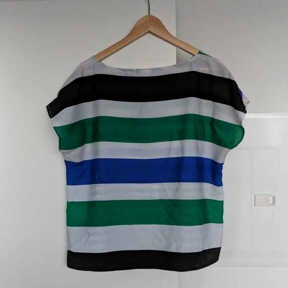 Cynthia Rowley Striped Short Sleeve Top L - Picture 2 of 5